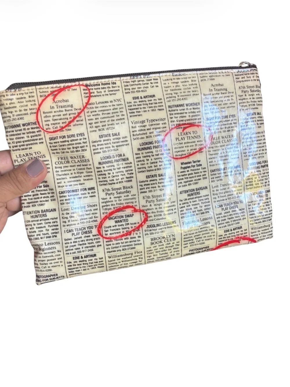 KATE SPADE Vintage Newsprint Pouch